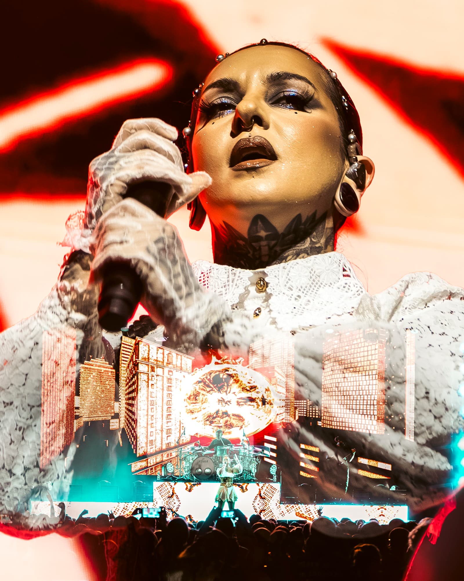 Jinjer vocalist Tatiana Shmayluk double-exposure portrait