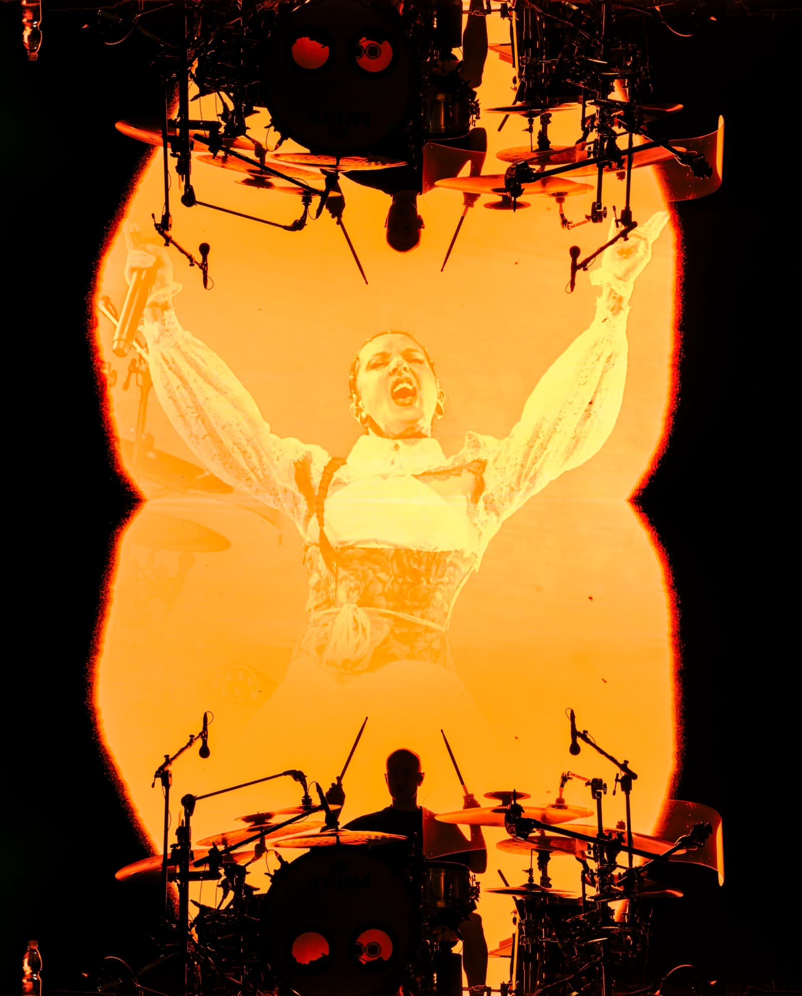 Jinjer dramatic orange silhouette with LED screen