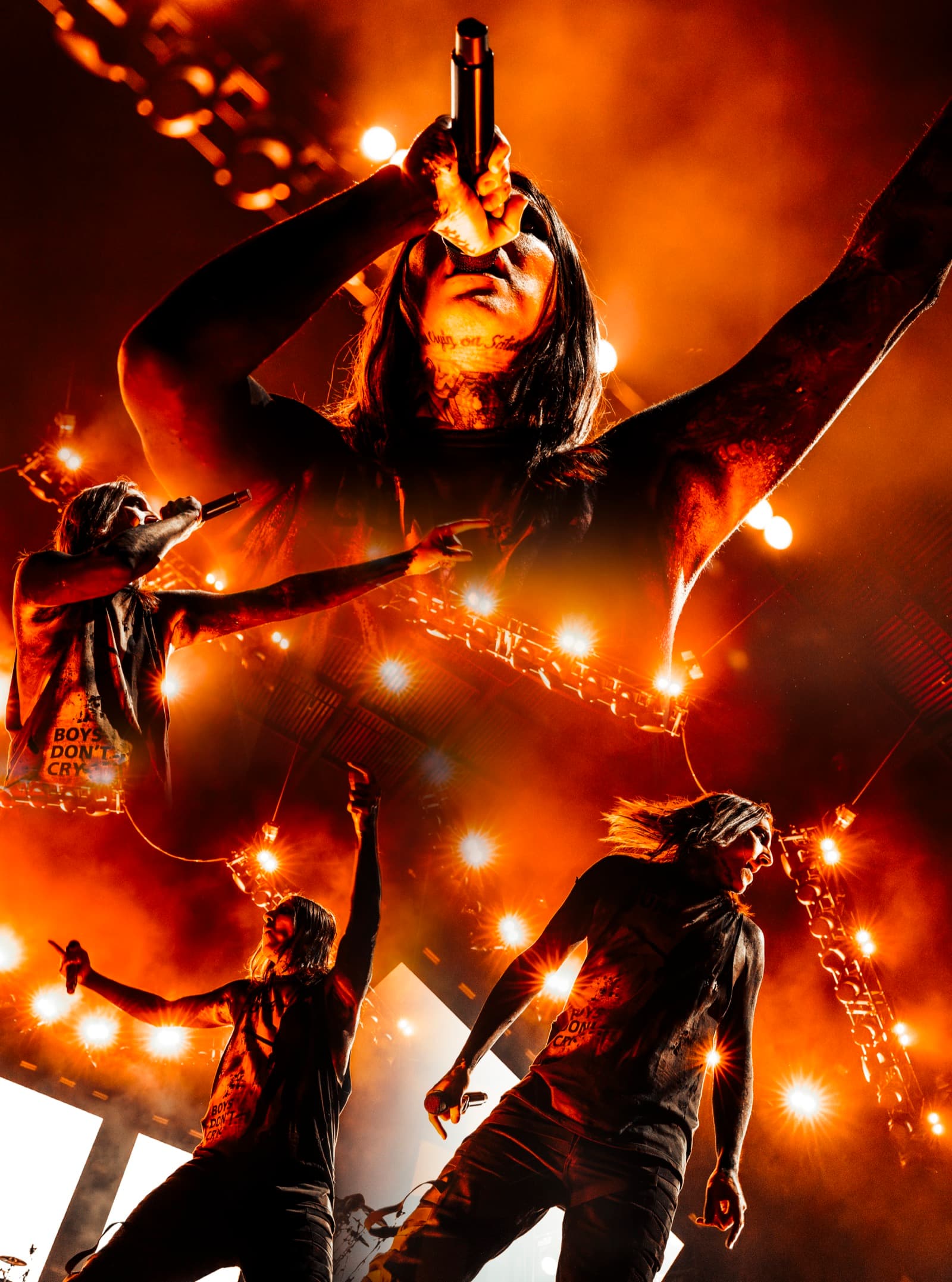 Motionless in White multi-exposure collage with chains and lights