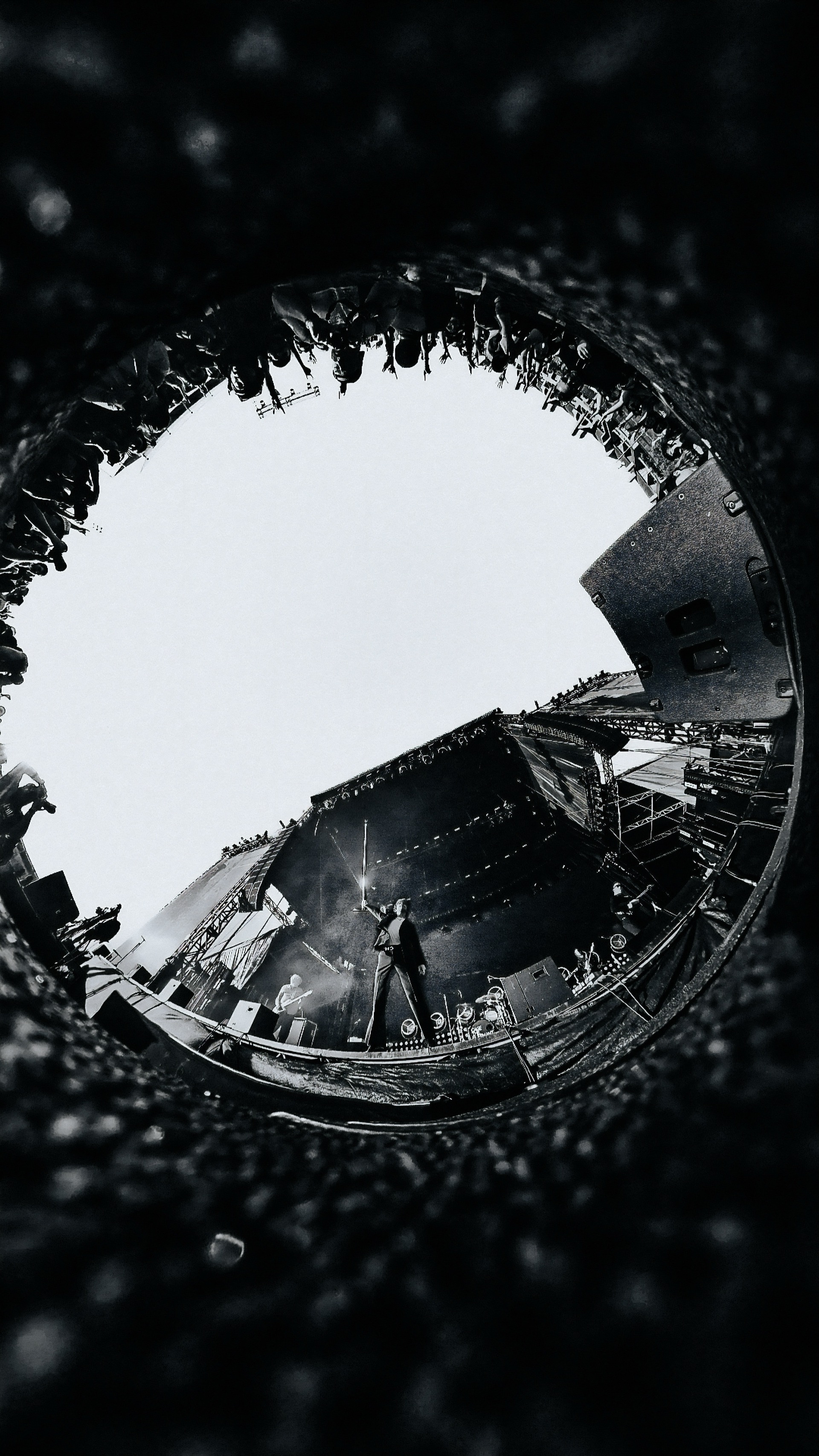 Cage the Elephant performing at RiverBeat with fisheye perspective